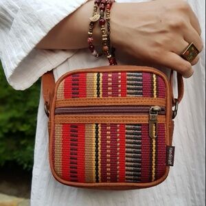 Handcrafted Multicolor Crossbody Bag with Hand Woven Fabric